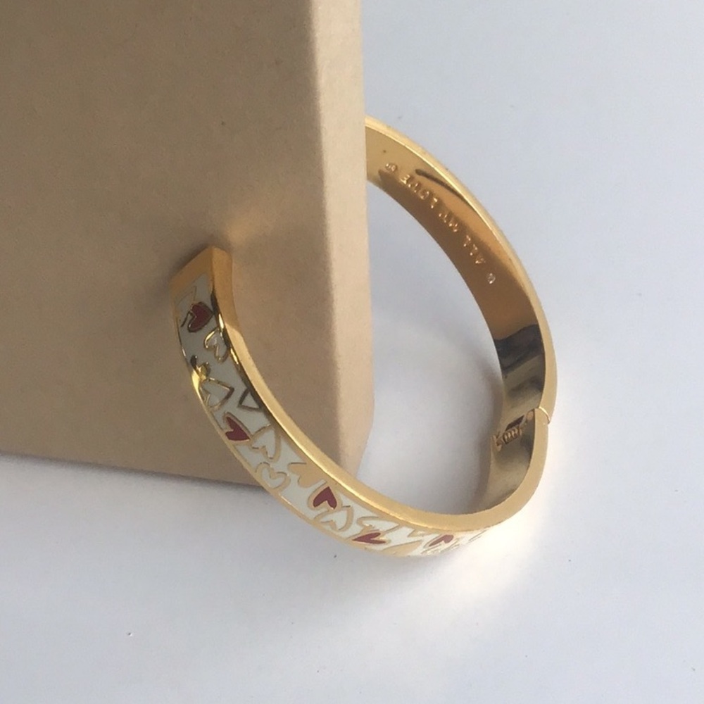 Kate Spade All My Love hearts gold plated Bangle Bracelet Rare - Picture 8 of 16